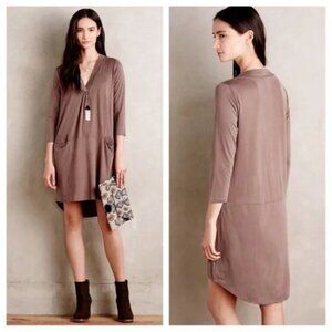 Dolan Anthropologie Women's Tegan Tunic Pocket Dress in Brown